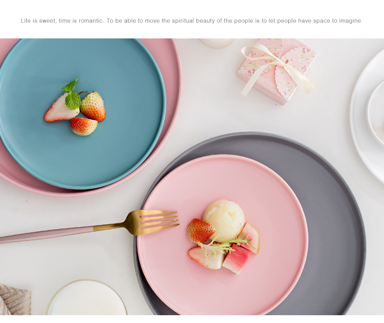 北歐風 啞光陶瓷西餐盤 居家餐廚擺設 質感裝飾 餐盤 盤子  10吋弧邊盤 | 第三張展示圖