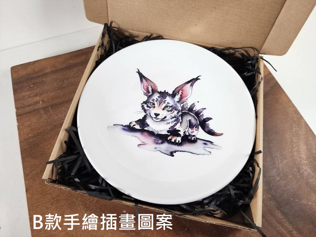 [預購] 8吋 純白強化陶瓷圓盤 手繪水墨插畫圖  | 第三張展示圖