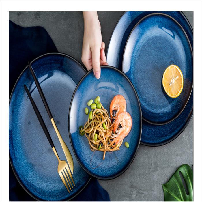 歐式 創意陶瓷西餐盤 居家餐廚擺設 質感裝飾 窯變淺盤