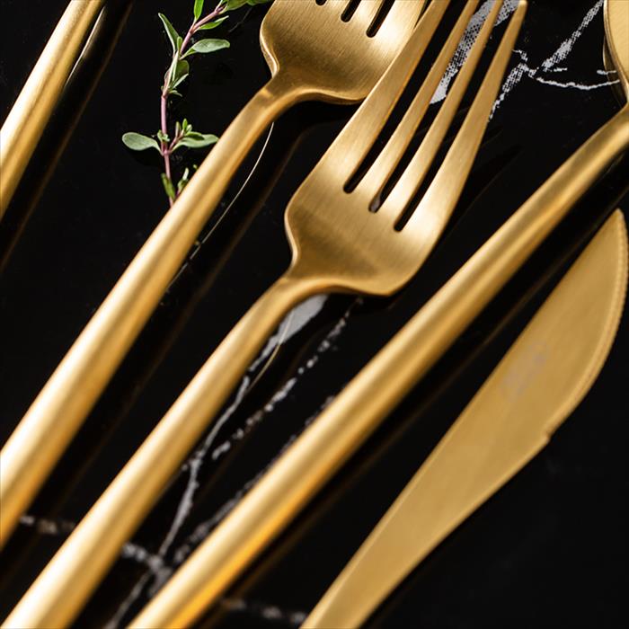 北歐風 不鏽鋼 葡萄牙餐具 刀叉筷家用餐具五件可選(刀、叉、勺、筷子) K金色 | 第一張展示圖