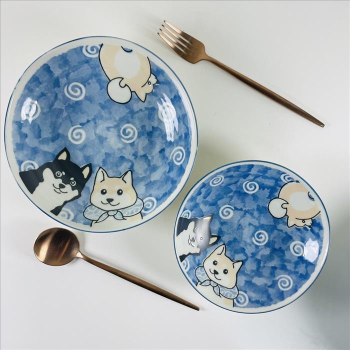 日貨 【日本彩繪柴犬陶瓷盤】 可微波可進爐 | 第一張展示圖