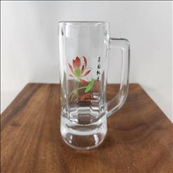 玻璃杯印刷 釉燒彩色玻璃杯 附柄啤酒杯(小)-355ml 圖案耐洗不掉 | 展示圖