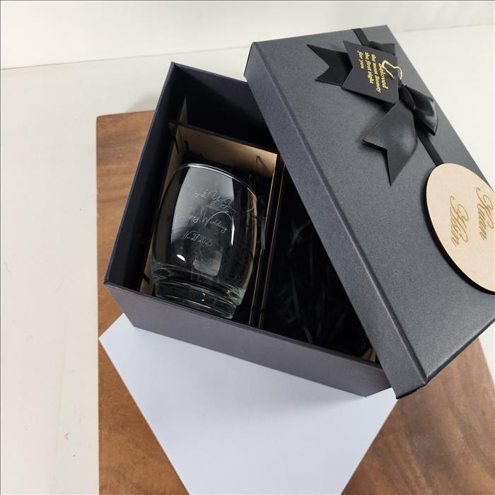 玻璃杯雕刻 細緻橢圓可疊威杯 雙入禮盒 可刻名字 LOGO 附禮盒紙袋 木質賀卡 | 第二張展示圖