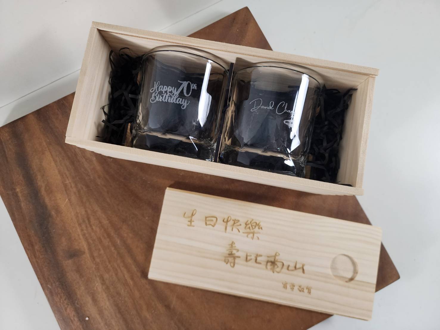 玻璃杯雕刻  Connexion 威士忌酒杯  雙入木盒裝 可刻名字 LOGO | 第二張展示圖