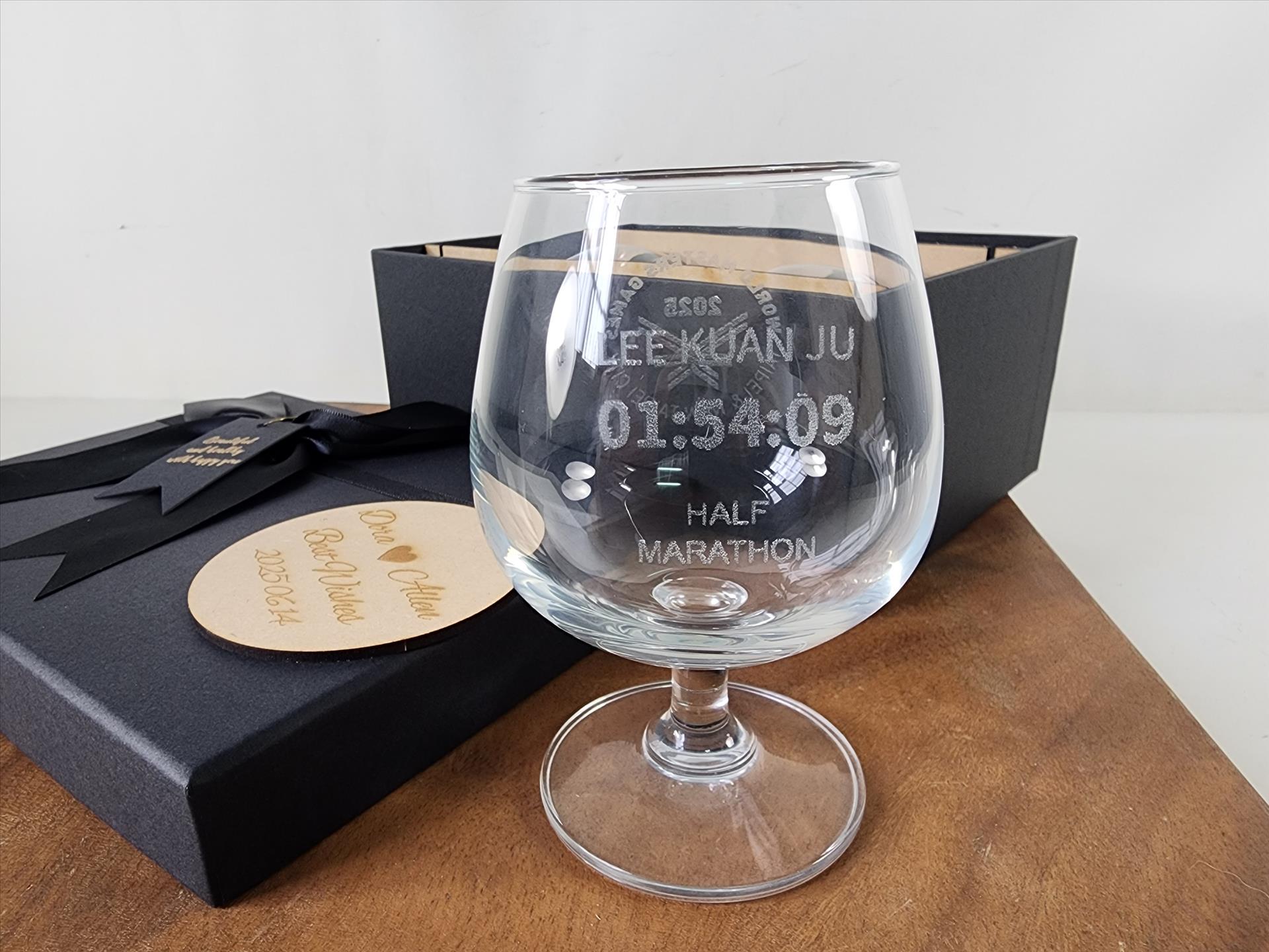 玻璃杯雕刻  大白蘭地杯12oz 雙入禮盒 威士忌杯 可刻名字 LOGO 附禮盒紙袋木質賀卡 | 第二張展示圖