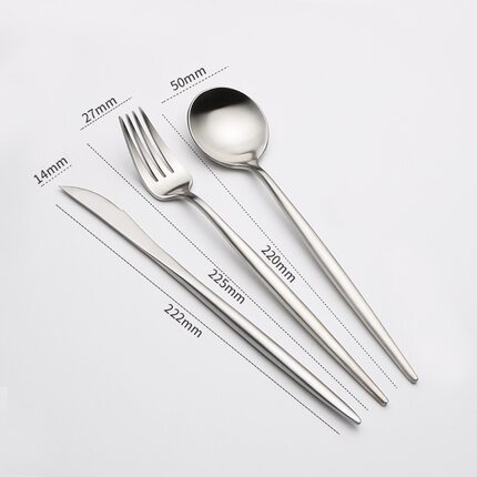 北歐風 不鏽鋼 葡萄牙餐具 刀叉筷家用餐具五件可選(刀、叉、勺、筷子) K金色 | 第五張展示圖