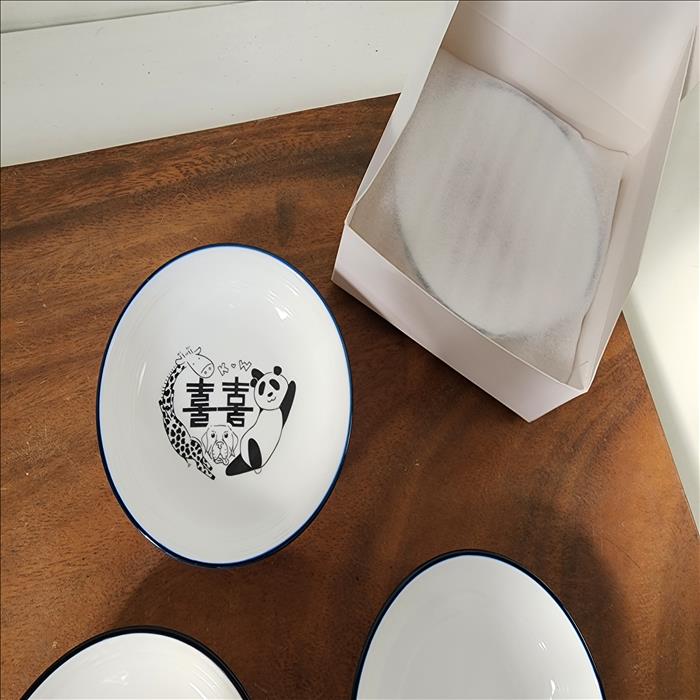 4.5吋 純白雙金邊醬料碟 藍邊醬料碟 味碟 可釉上彩燒製圖案 另洽客服詢價 | 第六張展示圖