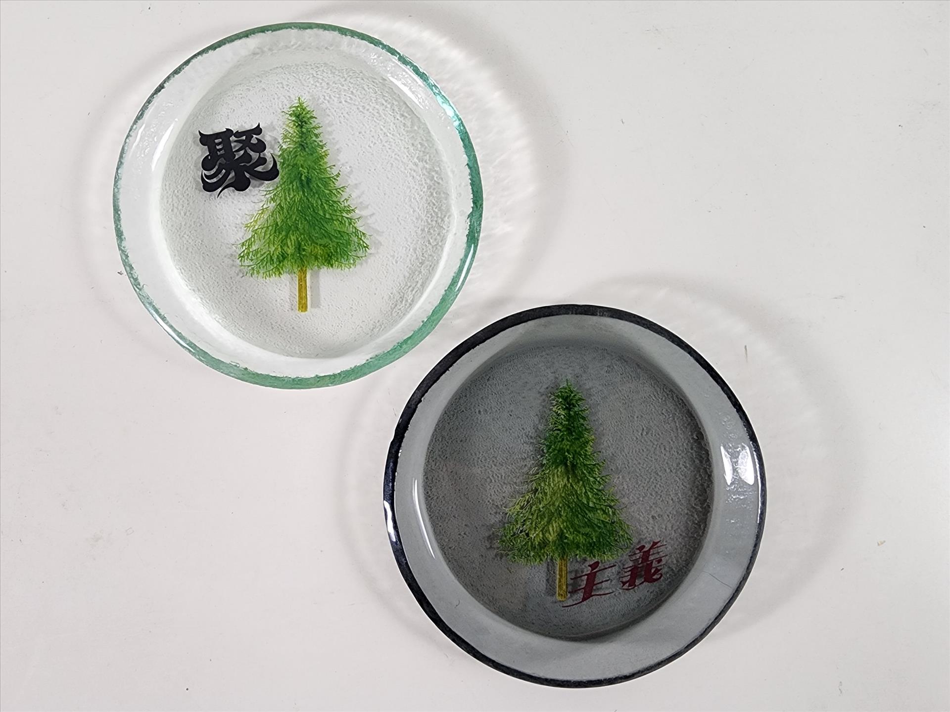 玻璃盤印刷 釉燒彩色玻璃盤 圓形醬料碟/小菜淺盤/弧邊盤 可客製印刷圖案LOGO 圖案耐洗不掉 | 第一張展示圖