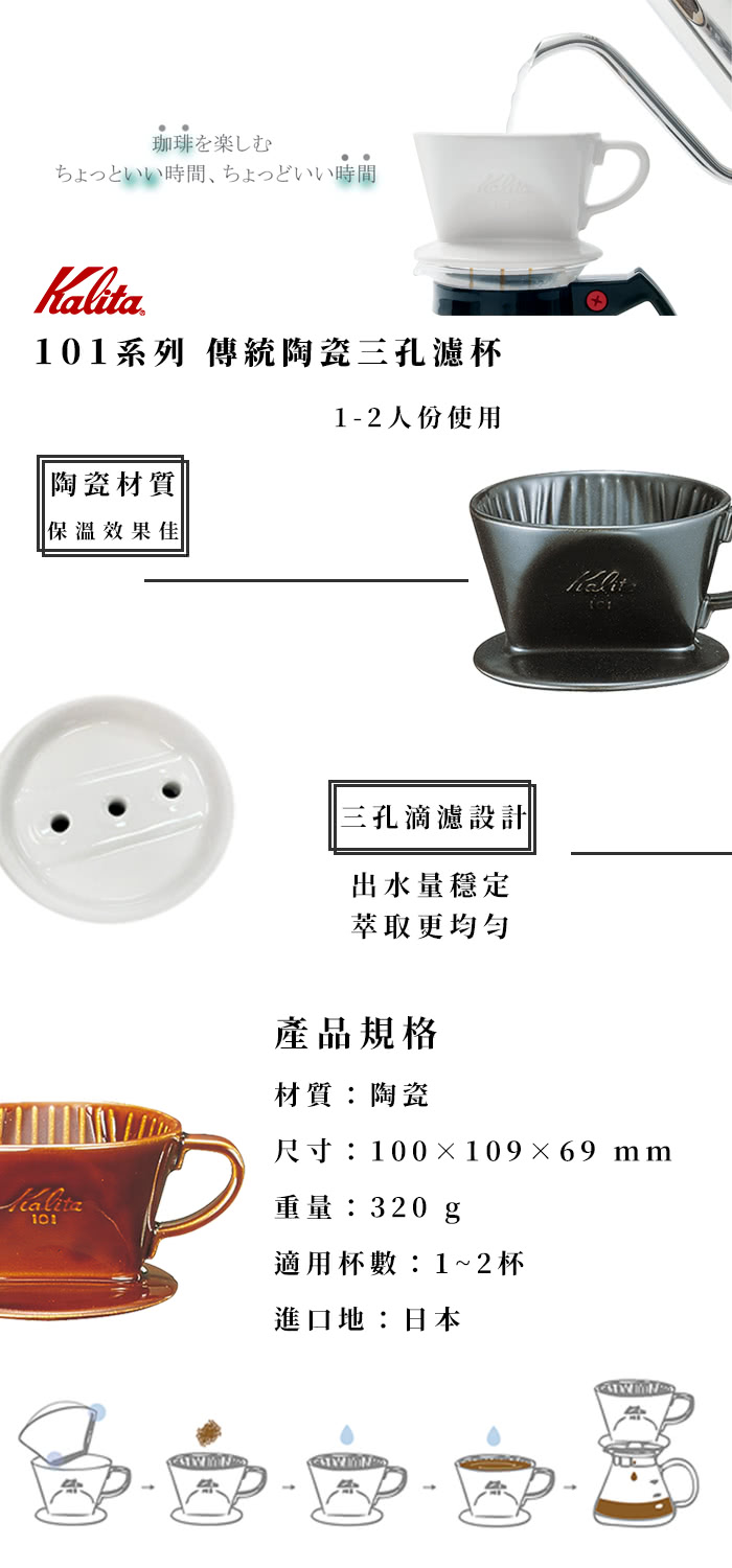 KALITA 101系列傳統陶製三孔濾杯 | 第一張展示圖