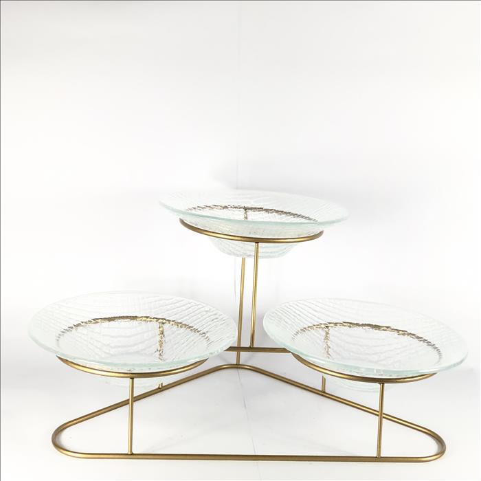 窯燒玻璃盤/圓型淺缽【格紋】 | 展示圖