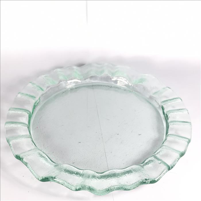 窯燒玻璃盤/圓形玻璃盤【波浪】