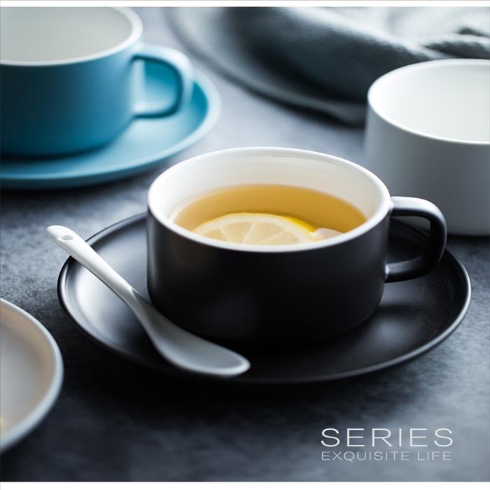北歐風 啞光咖啡杯組套裝/下午茶杯碟/簡約時尚咖啡杯碟組/三色可選