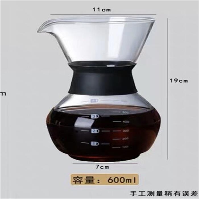 咖啡玻璃手沖壺+不鏽鋼濾網家用便攜滴漏式咖啡壺200ML/400ML/600ML | 展示圖